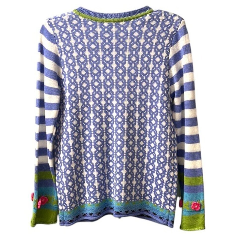 Misslook Light Blue Multi Pattern Button Down Kni… - image 7